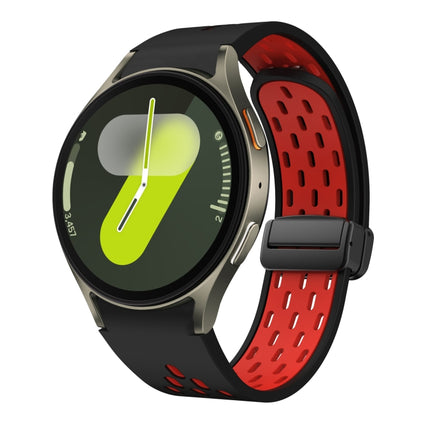 Two Color Magnetic Folding Black Buckle Silicone Watch Band, For Samsung Galaxy Watch 7 40 / 44mm, For Samsung Galaxy Watch 5 40 / 44mm, For Samsung Galaxy Watch 4 40 / 44mm, For Samsung Galaxy Watch 4 Classic 42 / 46mm - DealBuddy