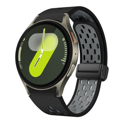 Two Color Magnetic Folding Black Buckle Silicone Watch Band, For Samsung Galaxy Watch 7 40 / 44mm, For Samsung Galaxy Watch 5 40 / 44mm, For Samsung Galaxy Watch 4 40 / 44mm, For Samsung Galaxy Watch 4 Classic 42 / 46mm - DealBuddy