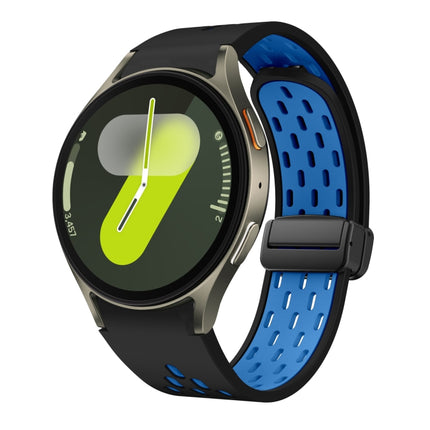 Two Color Magnetic Folding Black Buckle Silicone Watch Band, For Samsung Galaxy Watch 7 40 / 44mm, For Samsung Galaxy Watch 5 40 / 44mm, For Samsung Galaxy Watch 4 40 / 44mm, For Samsung Galaxy Watch 4 Classic 42 / 46mm - DealBuddy