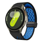 Two Color Magnetic Folding Black Buckle Silicone Watch Band, For Samsung Galaxy Watch 7 40 / 44mm, For Samsung Galaxy Watch 5 40 / 44mm, For Samsung Galaxy Watch 4 40 / 44mm, For Samsung Galaxy Watch 4 Classic 42 / 46mm - DealBuddy
