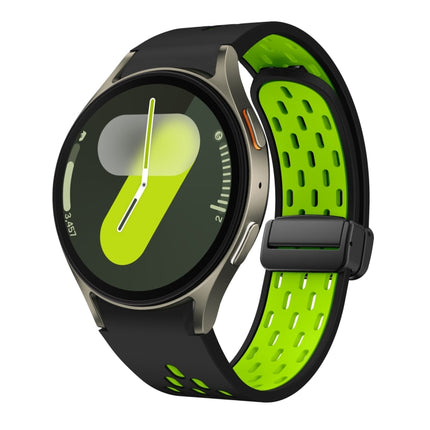 Two Color Magnetic Folding Black Buckle Silicone Watch Band, For Samsung Galaxy Watch 7 40 / 44mm, For Samsung Galaxy Watch 5 40 / 44mm, For Samsung Galaxy Watch 4 40 / 44mm, For Samsung Galaxy Watch 4 Classic 42 / 46mm - DealBuddy