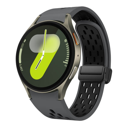 Two Color Magnetic Folding Black Buckle Silicone Watch Band, For Samsung Galaxy Watch 7 40 / 44mm, For Samsung Galaxy Watch 5 40 / 44mm, For Samsung Galaxy Watch 4 40 / 44mm, For Samsung Galaxy Watch 4 Classic 42 / 46mm - DealBuddy