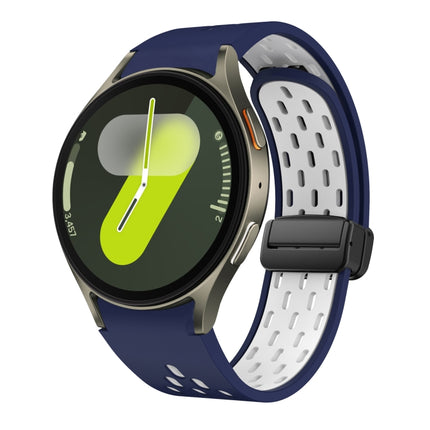 Two Color Magnetic Folding Black Buckle Silicone Watch Band, For Samsung Galaxy Watch 7 40 / 44mm, For Samsung Galaxy Watch 5 40 / 44mm, For Samsung Galaxy Watch 4 40 / 44mm, For Samsung Galaxy Watch 4 Classic 42 / 46mm - DealBuddy