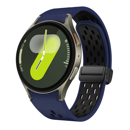 Two Color Magnetic Folding Black Buckle Silicone Watch Band, For Samsung Galaxy Watch 7 40 / 44mm, For Samsung Galaxy Watch 5 40 / 44mm, For Samsung Galaxy Watch 4 40 / 44mm, For Samsung Galaxy Watch 4 Classic 42 / 46mm - DealBuddy