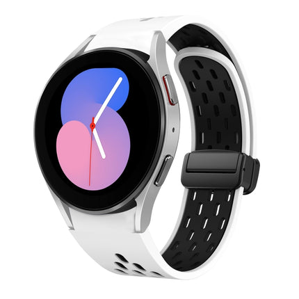 Two Color Magnetic Folding Black Buckle Silicone Watch Band, For Samsung Galaxy Watch 7 40 / 44mm, For Samsung Galaxy Watch 5 40 / 44mm, For Samsung Galaxy Watch 4 40 / 44mm, For Samsung Galaxy Watch 4 Classic 42 / 46mm - DealBuddy