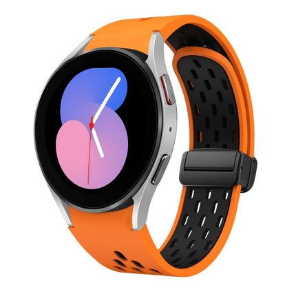 Two Color Magnetic Folding Black Buckle Silicone Watch Band, For Samsung Galaxy Watch 7 40 / 44mm, For Samsung Galaxy Watch 5 40 / 44mm, For Samsung Galaxy Watch 4 40 / 44mm, For Samsung Galaxy Watch 4 Classic 42 / 46mm - DealBuddy