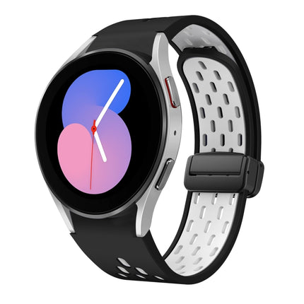 Two Color Magnetic Folding Black Buckle Silicone Watch Band, For Samsung Galaxy Watch 7 40 / 44mm, For Samsung Galaxy Watch 5 40 / 44mm, For Samsung Galaxy Watch 4 40 / 44mm, For Samsung Galaxy Watch 4 Classic 42 / 46mm - DealBuddy