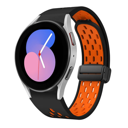 Two Color Magnetic Folding Black Buckle Silicone Watch Band, For Samsung Galaxy Watch 7 40 / 44mm, For Samsung Galaxy Watch 5 40 / 44mm, For Samsung Galaxy Watch 4 40 / 44mm, For Samsung Galaxy Watch 4 Classic 42 / 46mm - DealBuddy