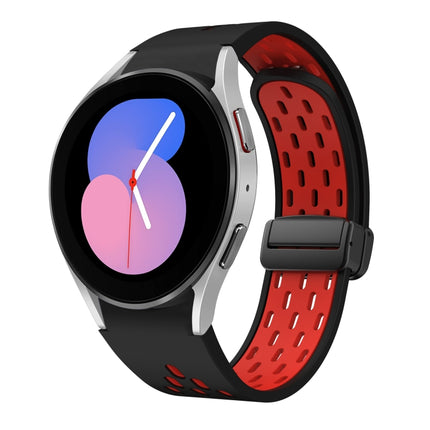 Two Color Magnetic Folding Black Buckle Silicone Watch Band, For Samsung Galaxy Watch 7 40 / 44mm, For Samsung Galaxy Watch 5 40 / 44mm, For Samsung Galaxy Watch 4 40 / 44mm, For Samsung Galaxy Watch 4 Classic 42 / 46mm - DealBuddy