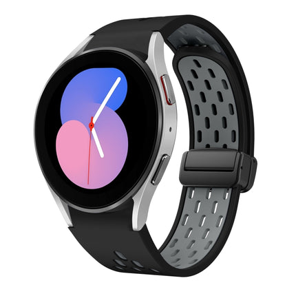 Two Color Magnetic Folding Black Buckle Silicone Watch Band, For Samsung Galaxy Watch 7 40 / 44mm, For Samsung Galaxy Watch 5 40 / 44mm, For Samsung Galaxy Watch 4 40 / 44mm, For Samsung Galaxy Watch 4 Classic 42 / 46mm - DealBuddy