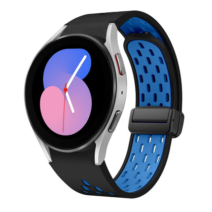 Two Color Magnetic Folding Black Buckle Silicone Watch Band, For Samsung Galaxy Watch 7 40 / 44mm, For Samsung Galaxy Watch 5 40 / 44mm, For Samsung Galaxy Watch 4 40 / 44mm, For Samsung Galaxy Watch 4 Classic 42 / 46mm - DealBuddy