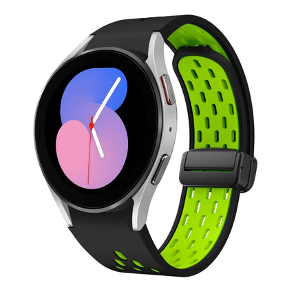 Two Color Magnetic Folding Black Buckle Silicone Watch Band, For Samsung Galaxy Watch 7 40 / 44mm, For Samsung Galaxy Watch 5 40 / 44mm, For Samsung Galaxy Watch 4 40 / 44mm, For Samsung Galaxy Watch 4 Classic 42 / 46mm - DealBuddy
