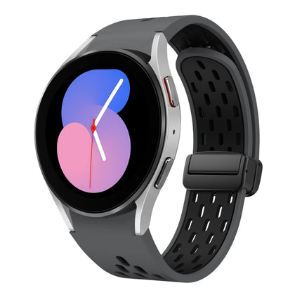 Two Color Magnetic Folding Black Buckle Silicone Watch Band, For Samsung Galaxy Watch 7 40 / 44mm, For Samsung Galaxy Watch 5 40 / 44mm, For Samsung Galaxy Watch 4 40 / 44mm, For Samsung Galaxy Watch 4 Classic 42 / 46mm - DealBuddy