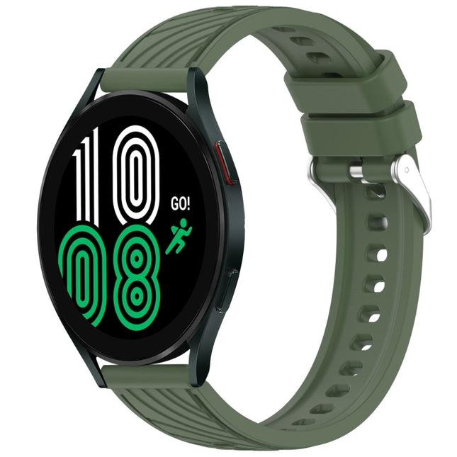 Stripe Texture Silicone 20mm Watch Band, For Samsung Galaxy Watch 4 44mm, For Samsung Galaxy Watch 4 40mm, For Samsung  Galaxy Watch 4 Classic 46mm, For Samsung  Galaxy Watch 4 Classic 42mm