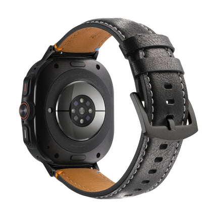For Samsung Galaxy Watch Ultra 47mm Stitched Black Buckle Genuine Leather Watch Band - DealBuddy