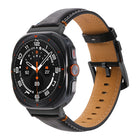 For Samsung Galaxy Watch Ultra 47mm Stitched Black Buckle Genuine Leather Watch Band - DealBuddy