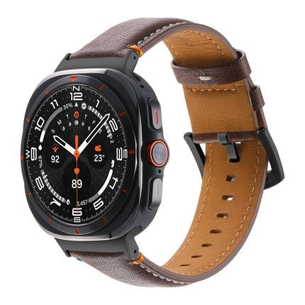 For Samsung Galaxy Watch Ultra 47mm Stitched Black Buckle Genuine Leather Watch Band - DealBuddy