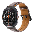 For Samsung Galaxy Watch Ultra 47mm Stitched Black Buckle Genuine Leather Watch Band - DealBuddy