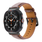 For Samsung Galaxy Watch Ultra 47mm Stitched Black Buckle Genuine Leather Watch Band - DealBuddy