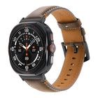 For Samsung Galaxy Watch Ultra 47mm Stitched Black Buckle Genuine Leather Watch Band - DealBuddy