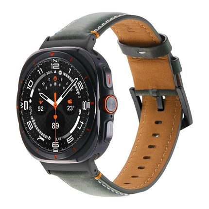 For Samsung Galaxy Watch Ultra 47mm Stitched Black Buckle Genuine Leather Watch Band - DealBuddy