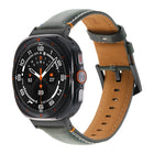 For Samsung Galaxy Watch Ultra 47mm Stitched Black Buckle Genuine Leather Watch Band - DealBuddy