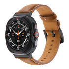 For Samsung Galaxy Watch Ultra 47mm Stitched Black Buckle Genuine Leather Watch Band - DealBuddy