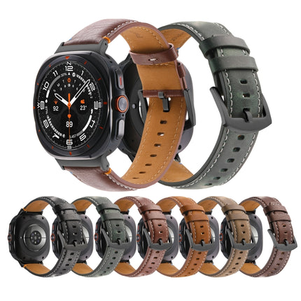 For Samsung Galaxy Watch Ultra 47mm Stitched Black Buckle Genuine Leather Watch Band - DealBuddy