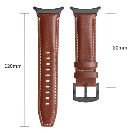 For Samsung Galaxy Watch Ultra 47mm Stitched Black Buckle Genuine Leather Watch Band - DealBuddy