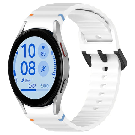 Wavy Grain Stitched Black Buckle Silicone Watch Band, For Samsung Galaxy Watch FE 40mm, For Samsung Galaxy Watch 7 40 / 44mm, For Samsung Galaxy Watch 6 Classic 43 / 47mm, For Samsung Galaxy Watch 6 40 / 44mm