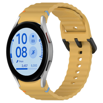 Wavy Grain Stitched Black Buckle Silicone Watch Band, For Samsung Galaxy Watch FE 40mm, For Samsung Galaxy Watch 7 40 / 44mm, For Samsung Galaxy Watch 6 Classic 43 / 47mm, For Samsung Galaxy Watch 6 40 / 44mm