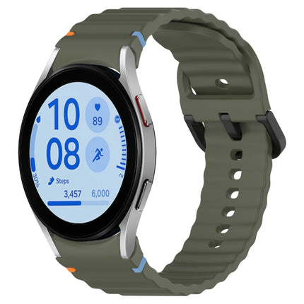 Wavy Grain Stitched Black Buckle Silicone Watch Band, For Samsung Galaxy Watch FE 40mm, For Samsung Galaxy Watch 7 40 / 44mm, For Samsung Galaxy Watch 6 Classic 43 / 47mm, For Samsung Galaxy Watch 6 40 / 44mm