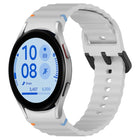 Wavy Grain Stitched Black Buckle Silicone Watch Band, For Samsung Galaxy Watch FE 40mm, For Samsung Galaxy Watch 7 40 / 44mm, For Samsung Galaxy Watch 6 Classic 43 / 47mm, For Samsung Galaxy Watch 6 40 / 44mm
