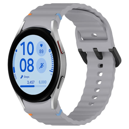 Wavy Grain Stitched Black Buckle Silicone Watch Band, For Samsung Galaxy Watch FE 40mm, For Samsung Galaxy Watch 7 40 / 44mm, For Samsung Galaxy Watch 6 Classic 43 / 47mm, For Samsung Galaxy Watch 6 40 / 44mm