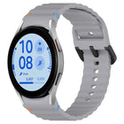 Wavy Grain Stitched Black Buckle Silicone Watch Band, For Samsung Galaxy Watch FE 40mm, For Samsung Galaxy Watch 7 40 / 44mm, For Samsung Galaxy Watch 6 Classic 43 / 47mm, For Samsung Galaxy Watch 6 40 / 44mm