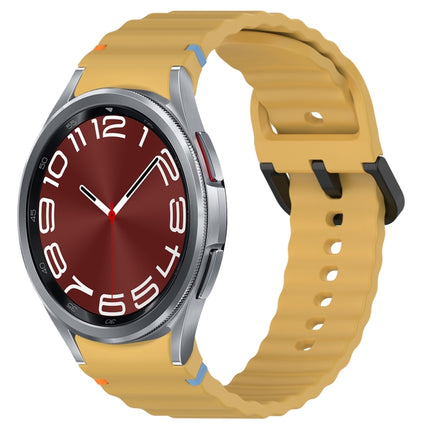 Wavy Grain Stitched Black Buckle Silicone Watch Band, For Samsung Galaxy Watch FE 40mm, For Samsung Galaxy Watch 7 40 / 44mm, For Samsung Galaxy Watch 6 Classic 43 / 47mm, For Samsung Galaxy Watch 6 40 / 44mm
