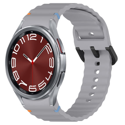 Wavy Grain Stitched Black Buckle Silicone Watch Band, For Samsung Galaxy Watch FE 40mm, For Samsung Galaxy Watch 7 40 / 44mm, For Samsung Galaxy Watch 6 Classic 43 / 47mm, For Samsung Galaxy Watch 6 40 / 44mm