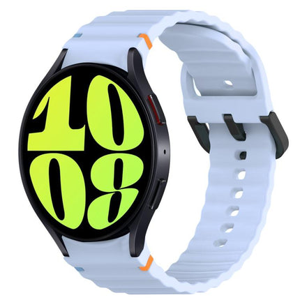 Wavy Grain Stitched Black Buckle Silicone Watch Band, For Samsung Galaxy Watch FE 40mm, For Samsung Galaxy Watch 7 40 / 44mm, For Samsung Galaxy Watch 6 Classic 43 / 47mm, For Samsung Galaxy Watch 6 40 / 44mm