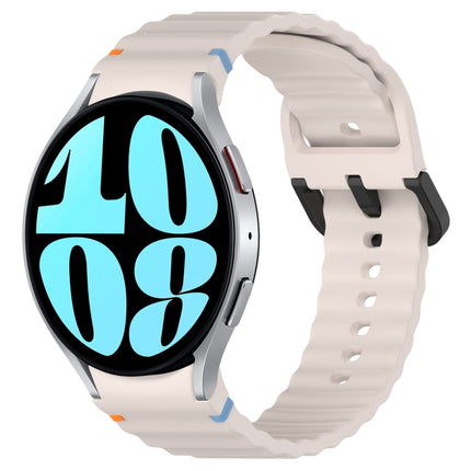 Wavy Grain Stitched Black Buckle Silicone Watch Band, For Samsung Galaxy Watch FE 40mm, For Samsung Galaxy Watch 7 40 / 44mm, For Samsung Galaxy Watch 6 Classic 43 / 47mm, For Samsung Galaxy Watch 6 40 / 44mm