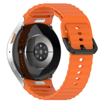 Wavy Grain Stitched Black Buckle Silicone Watch Band