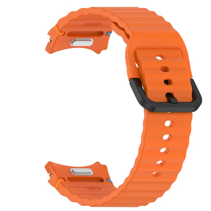 Wavy Grain Stitched Black Buckle Silicone Watch Band