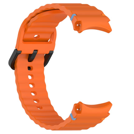 Wavy Grain Stitched Black Buckle Silicone Watch Band