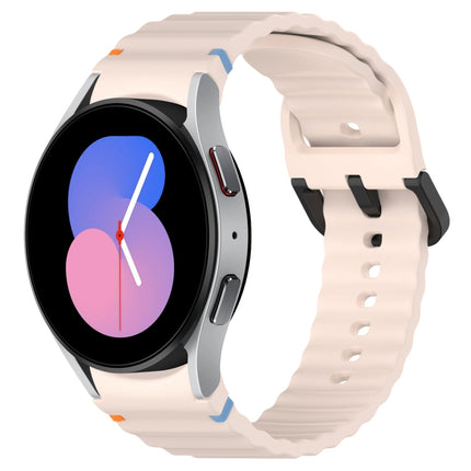 Wavy Grain Stitched Black Buckle Silicone Watch Band