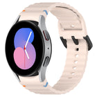 Wavy Grain Stitched Black Buckle Silicone Watch Band, For Samsung Galaxy Watch 5 40 / 44mm, For Samsung Galaxy Watch 5 Pro, For Samsung Galaxy Watch 4 40 / 44mm, For Samsung Galaxy Watch 4 Classic 42 / 46mm - DealBuddy