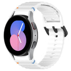 Wavy Grain Stitched Black Buckle Silicone Watch Band, For Samsung Galaxy Watch 5 40 / 44mm, For Samsung Galaxy Watch 5 Pro, For Samsung Galaxy Watch 4 40 / 44mm, For Samsung Galaxy Watch 4 Classic 42 / 46mm - DealBuddy