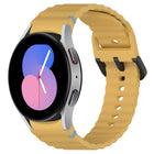 Wavy Grain Stitched Black Buckle Silicone Watch Band