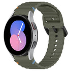 Wavy Grain Stitched Black Buckle Silicone Watch Band, For Samsung Galaxy Watch 5 40 / 44mm, For Samsung Galaxy Watch 5 Pro, For Samsung Galaxy Watch 4 40 / 44mm, For Samsung Galaxy Watch 4 Classic 42 / 46mm - DealBuddy