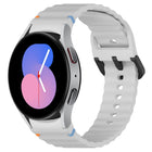 Wavy Grain Stitched Black Buckle Silicone Watch Band