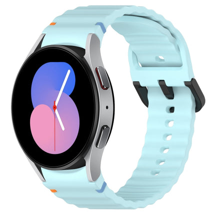 Wavy Grain Stitched Black Buckle Silicone Watch Band