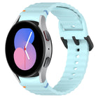 Wavy Grain Stitched Black Buckle Silicone Watch Band